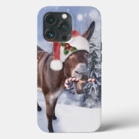 Christmas donkey with funny red hat