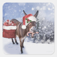 Christmas donkey with funny red hat