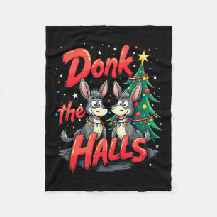 Christmas Donkeys Tangled In Christmas Lights Donk Fleece Blanket