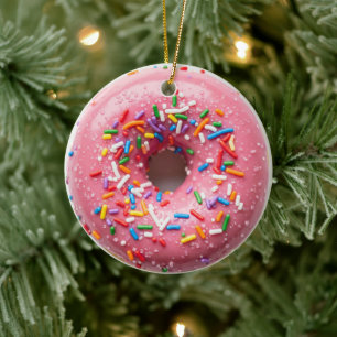 CHRISTMAS DONUT ORNAMENT PINK SPRINKLES