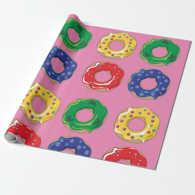 Christmas Donuts Wrapping Paper (Unrolled)