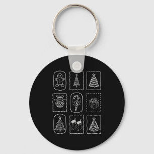 Christmas Doodle 2025 Coquette Bow Xmas Tree Ornam Keychain