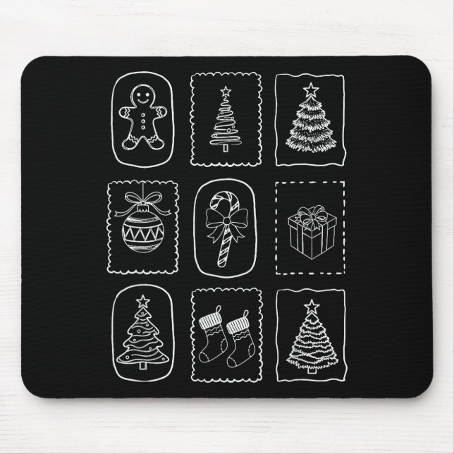 Christmas Doodle 2025 Coquette Bow Xmas Tree Ornam Mouse Pad (Front)