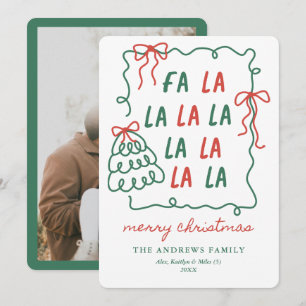Christmas Doodle Bows Red & Green Merry Christmas Holiday Card