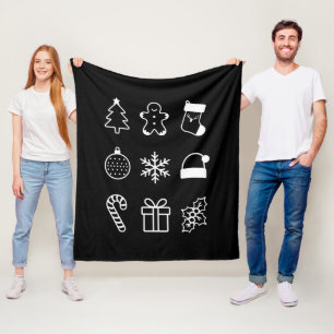 Christmas Doodle Gingerbread Tree Candy Xmas Fleece Blanket
