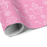Christmas Doodle Snowman Funny Pink and White Wrapping Paper<br><div class="desc">Pink and white Christmas,  festive,  snowman,  doodles wrapping paper. Bohemian,  winter,  candy cane,  snowflakes,  aesthetic floral design. Doodle,  simple,  minimal wrapping paper.</div>