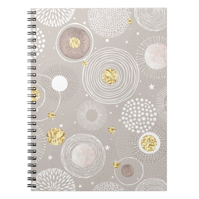 Christmas doodles: golden foil background. notebook (Front)