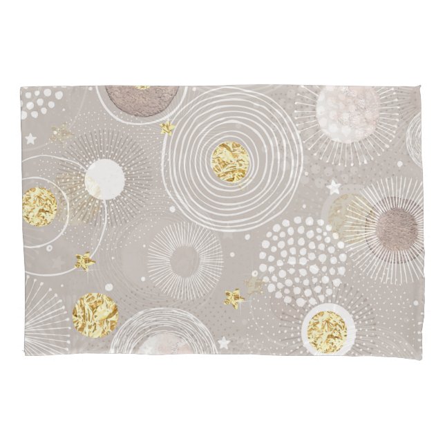 Christmas doodles: golden foil background. pillowcase (Front)