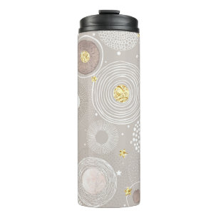 Christmas doodles: golden foil background. thermal tumbler