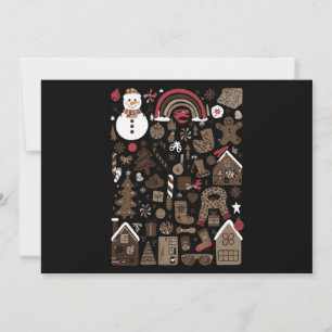 Christmas Doodles Retro Holiday Vintage Trees Card