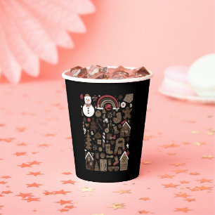 Christmas Doodles Retro Holiday Vintage Trees Paper Cups