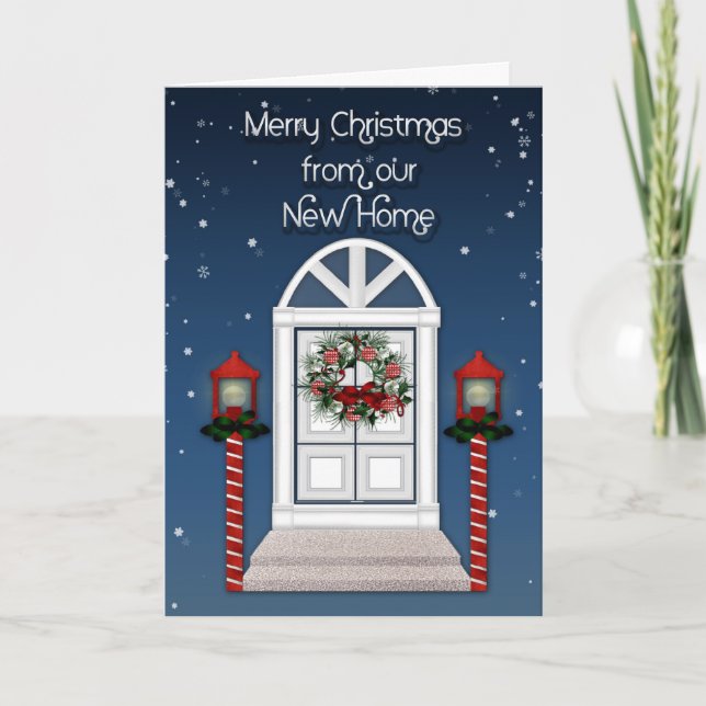 Christmas Door Address Change Greeting Holiday Card (Front)