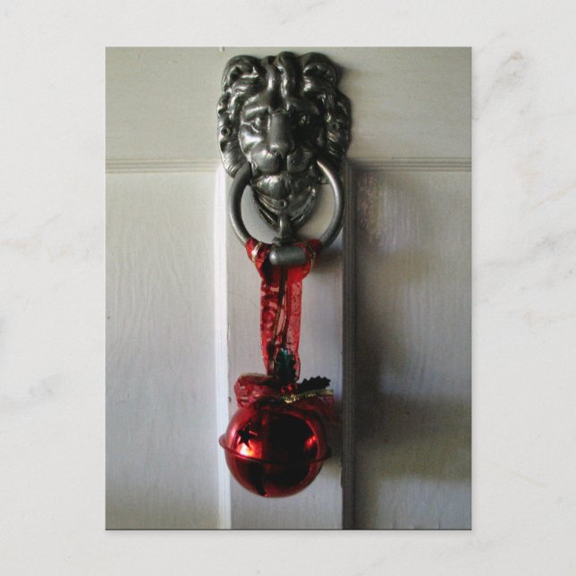 Christmas Door Knocker Holiday Postcard (Front)