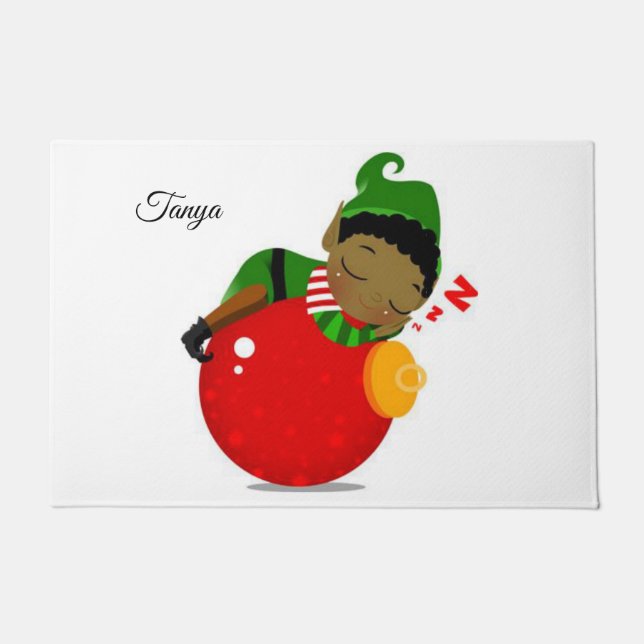 Christmas Door Mat, African Elf Doormat (Front)
