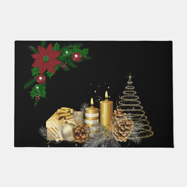 Christmas Door Mat, Christmas Candle Doormat (Front)