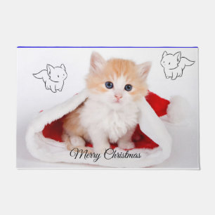 Christmas Door Mat, Merry Christmas Kitten Doormat