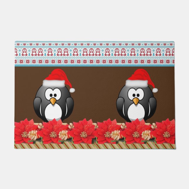 Christmas Door Mat, Penguin Doormat (Front)