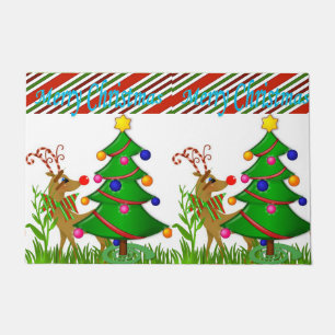 Christmas Door Mat, Reindeer Doormat
