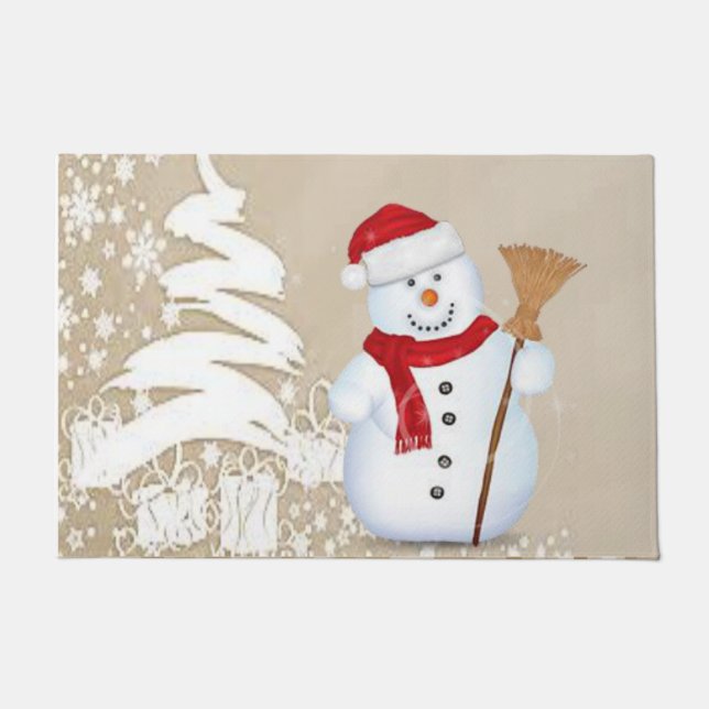 Christmas Door Mat, Snowman Doormat (Front)