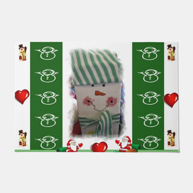 Christmas Door Mat, Snowman Doormat (Front)