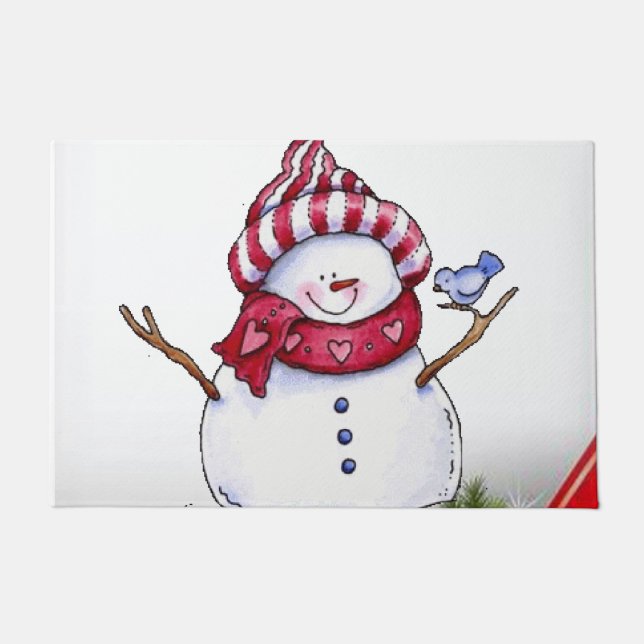 Christmas Door Mat, Snowman Doormat (Front)