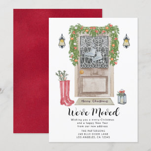Christmas Door Watercolor Moving Announcement