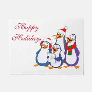 Christmas Doormat-Merry Penguins Doormat