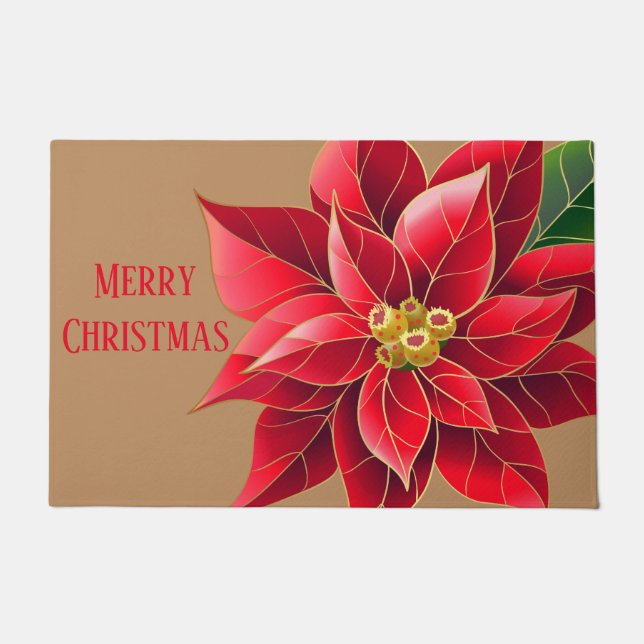 Christmas Doormat-Poinsettia Doormat (Front)