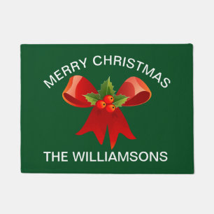 Christmas Doormat with Personalized Family Name