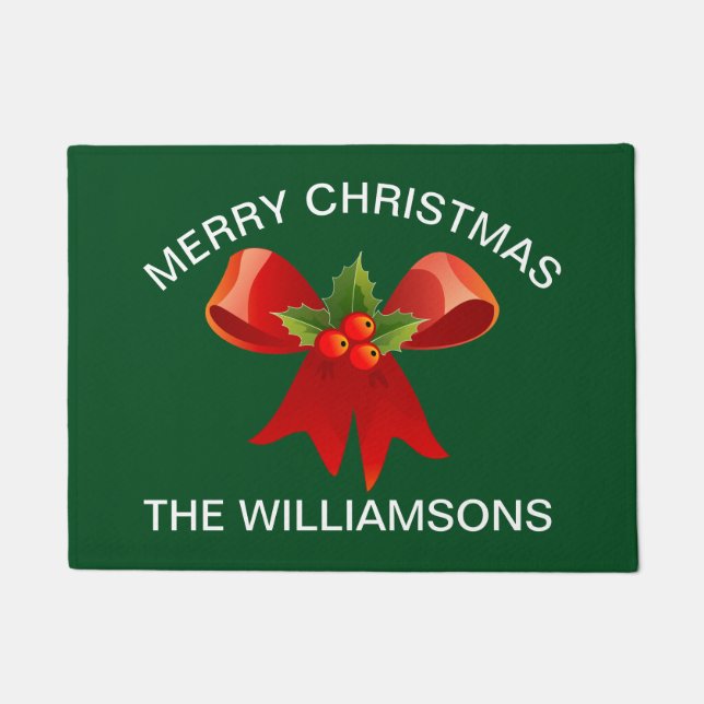 Christmas Doormat with Personalized Family Name (Front)