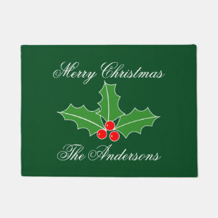 Christmas doormat with personalized family name