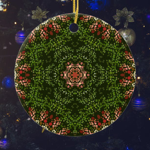 Christmas Dot Mandala Ceramic Ornament