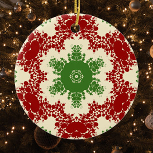 Christmas Dot Mandala Ceramic Ornament