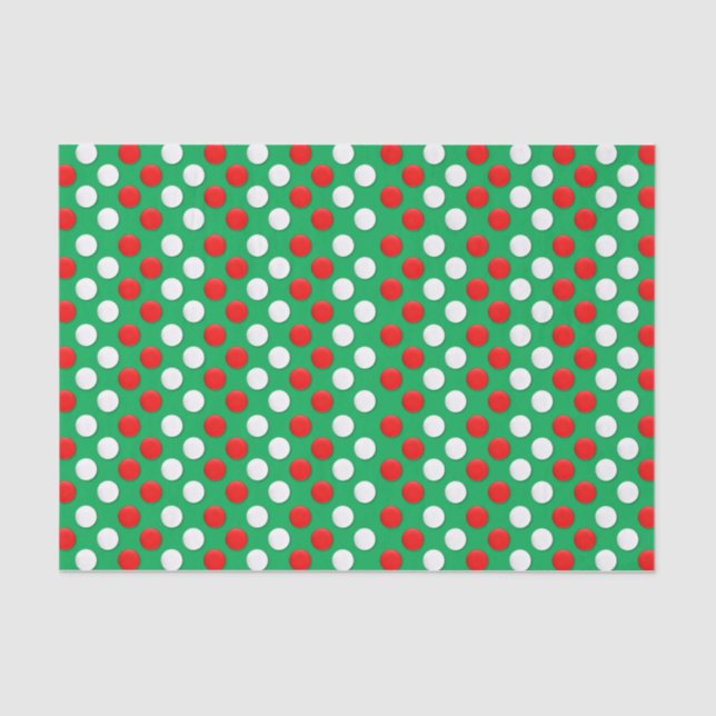 Christmas Dots Red White And Green Tissue Paper (Front)