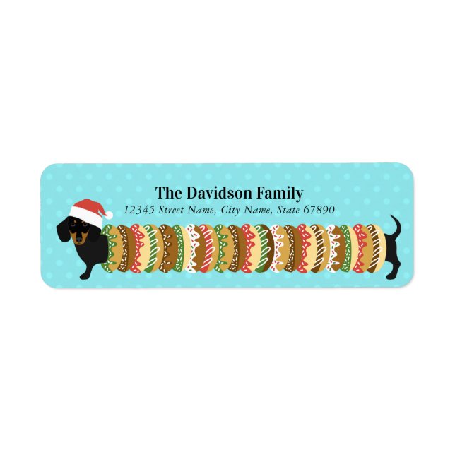 Christmas Doughnut Dachshund Return Address Labels (Front)