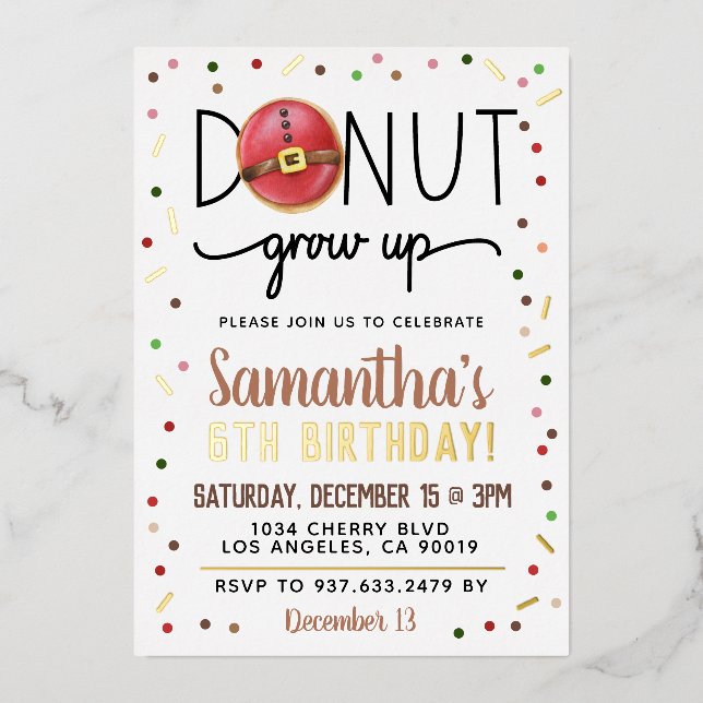 Christmas Doughnut Grow Up Birthday (Front)