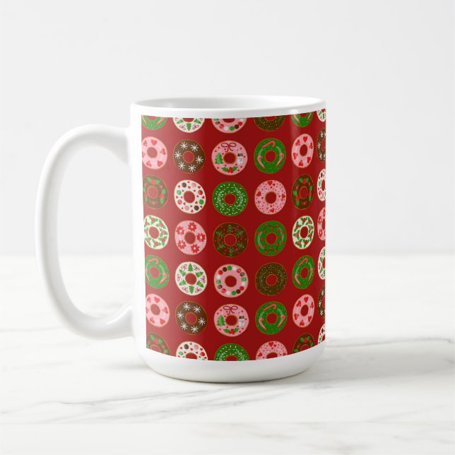 Christmas Doughnut Holiday Treat Pattern Coffee Mug (Left)