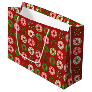 Christmas Doughnut Holiday Treat Pattern Large Gift Bag