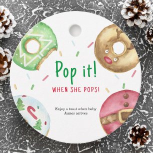 Christmas doughnuts - Pop it When she pops Favour Tags