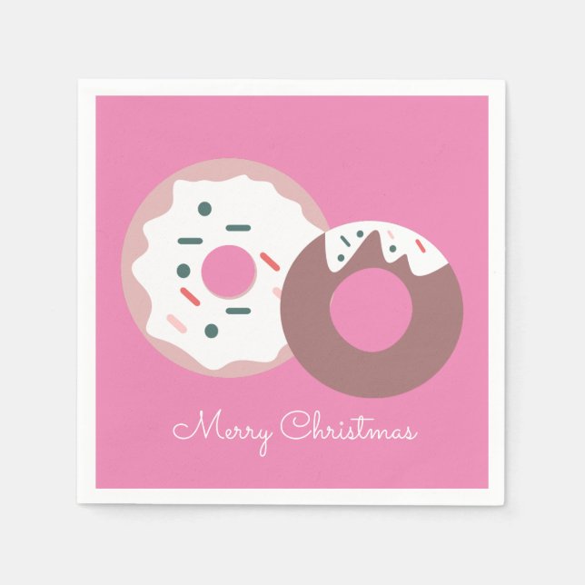 Christmas Doughnuts Sprinkles Bakery  Merry Christ Napkin (Front)