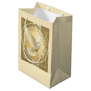 Christmas Dove Art Nouveau Aesthetic Design Medium Gift Bag