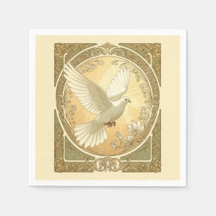 Christmas Dove Art Nouveau Aesthetic Design Napkin