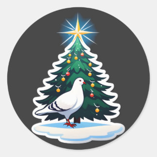 Christmas Dove by the Tree of Hope Classic Round Sticker