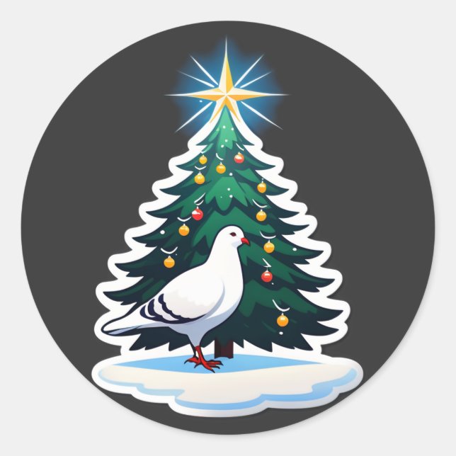 Christmas Dove by the Tree of Hope Classic Round Sticker (Front)