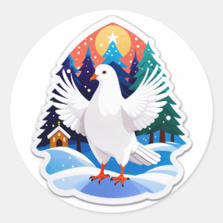 Christmas Dove by the Tree of Hope Classic Round Sticker