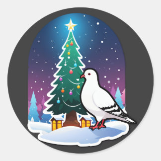 Christmas Dove by the Tree of Hope Classic Round Sticker