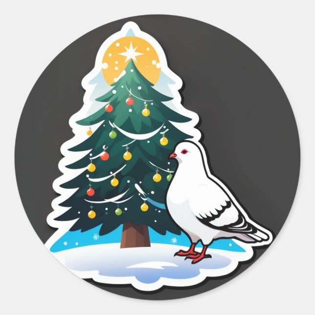 Christmas Dove by the Tree of Hope Classic Round Sticker (Front)