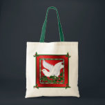 Christmas Dove & Holly Tote Bag<br><div class="desc">Lovely white Christmas Dove on bed of Holly. The dove is a symbol of love and peace. A perfect design for this holiday season.</div>