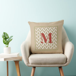 Christmas Dove INITIAL Peace Love Joy Festive Throw Pillow
