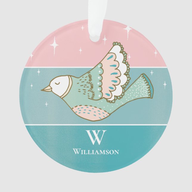 Christmas Dove Peace Love Monogramme rose bleu (devant)